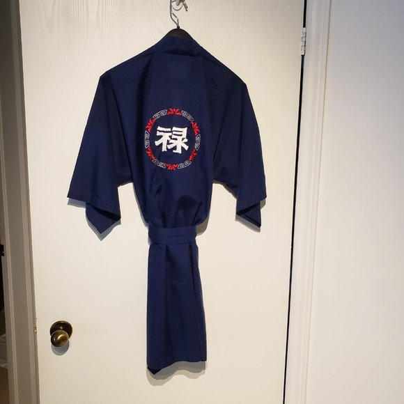 Men's Navy Kimono Robe - Picture 4 of 6